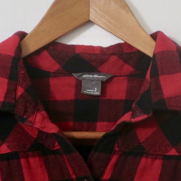Eddie Bauer Lined Cold Weather Flannel Shirtdress Buffalo Check Plaid Sz 2 (XS) - Picture 3 of 10